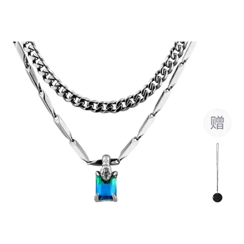 BLACKHEAD 316 Stainless Steel, Synthetic Tourmaline Stone Necklaces Unisex