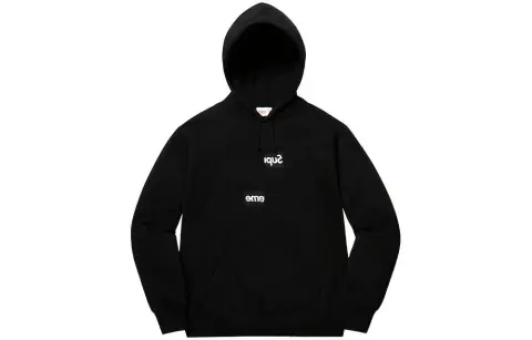 Supreme Off Center Patchwork Logo Hooded Fleece Lined Sweatshirt Unisex Black