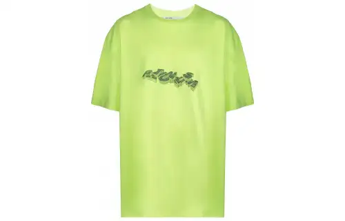 OFF WHITE SS20 T Shirts Men's Neon Green Crew Neck Moderate Straight Fit
