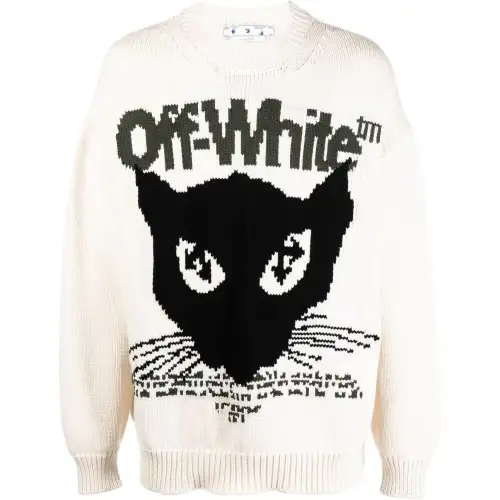 OFF WHITE Cat Intarsia Knit Sweater