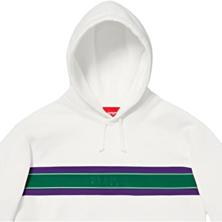 Худи Supreme Chest Stripe Logo Hooded (белое) — фото 3