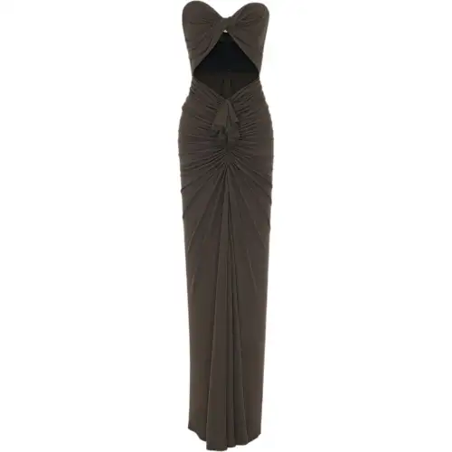 SAINT LAURENT Sleeveless Dress Women's Olive Brown