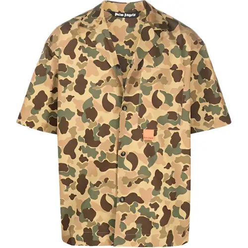 PALM ANGELS Camouflage Print Short Sleeve Shirt