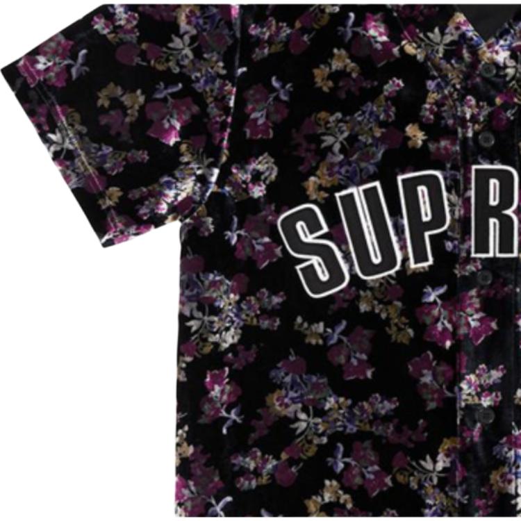 Худи Supreme FW19 Week 1 Floral Velour Baseball Jersey (разноцветный) — фото 2