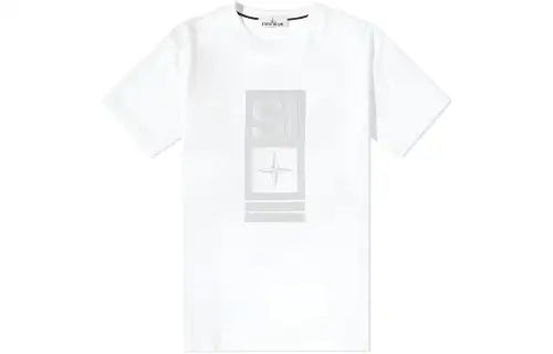 STONE ISLAND T Shirts Men's White Crew Neck Moderate Straight Fit