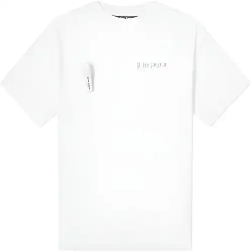 PALM ANGELS T Shirts Men's White Crew Neck Moderate Straight Fit
