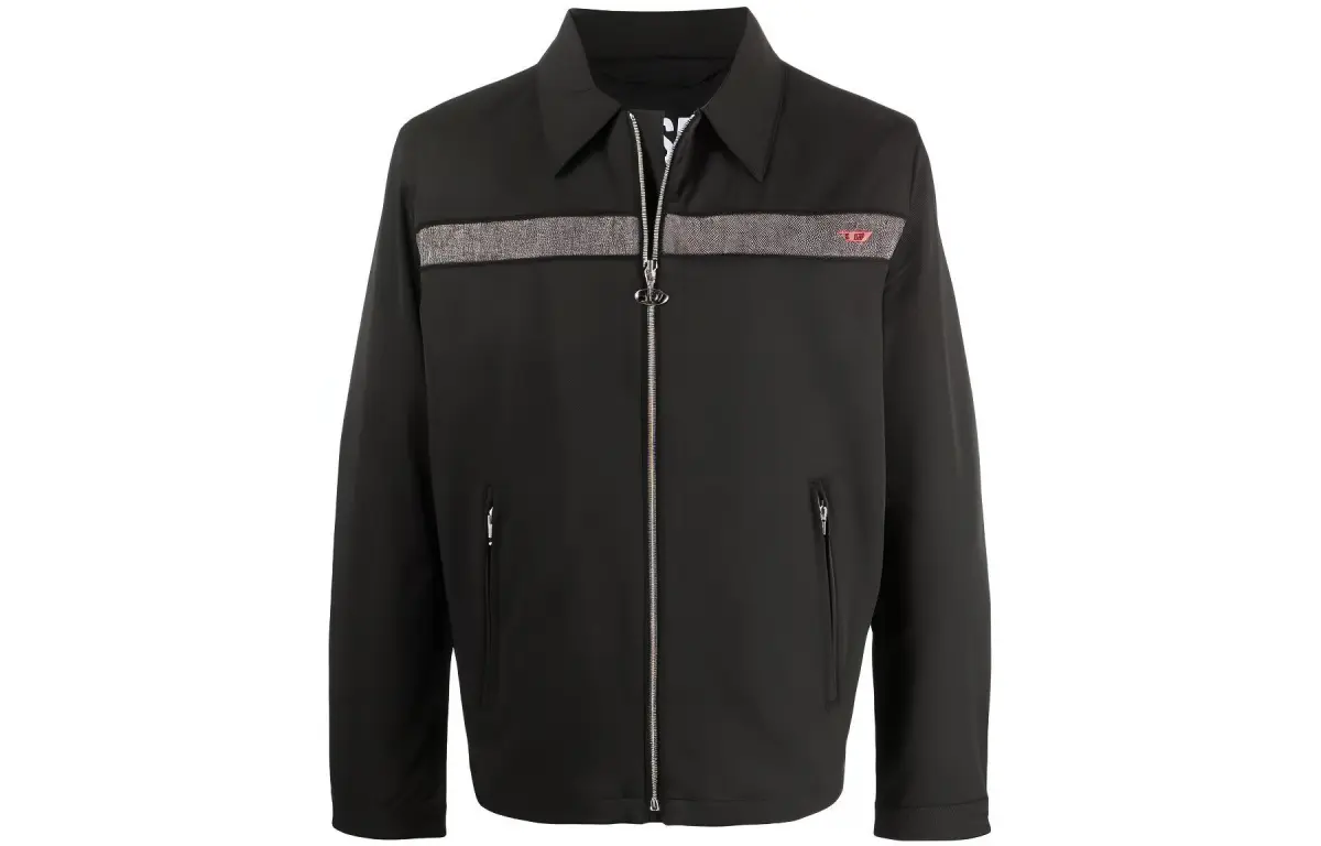 DIESEL Jackets Men's Black Lapel Moderate Straight Fit