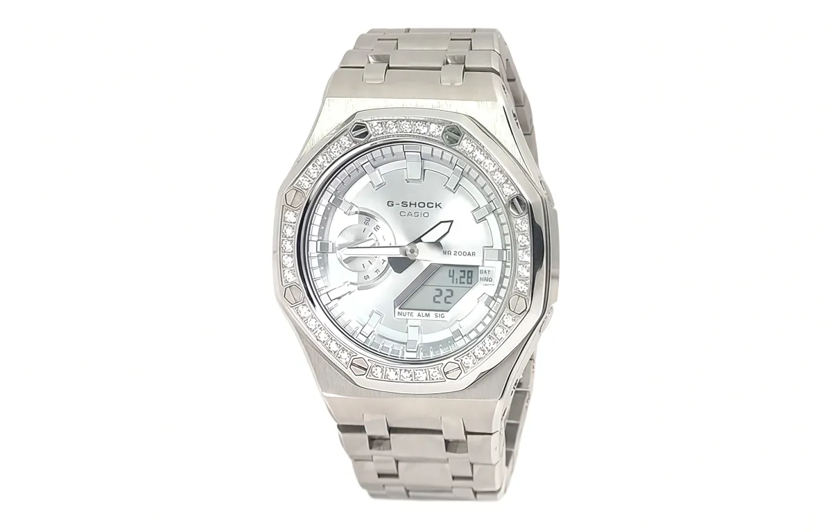 CASIO Men Liquid Crystal/Analog Dual Display Series 44mm White Watch