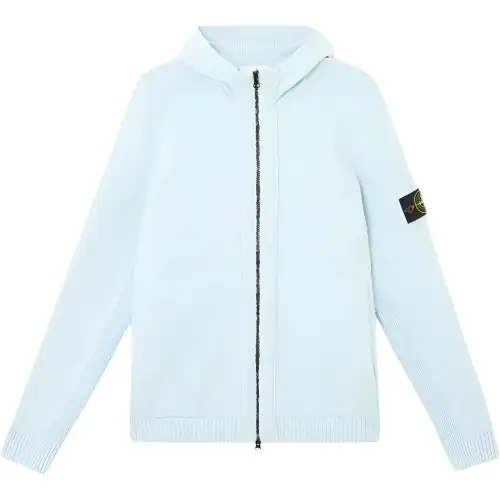 Stone Island gauzed-effect hooded cardigan
