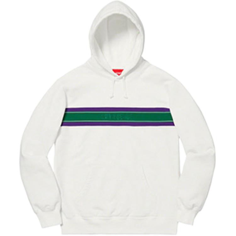 Худи Supreme Chest Stripe Logo Hooded (белое) — фото 2