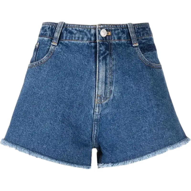 KENZO Mid Rise Fringed Edge Denim Shorts