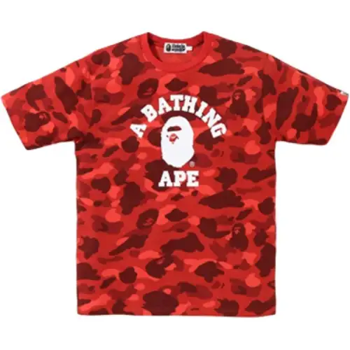 A BATHING APE Head Series T Shirt Unisex Red Camouflage