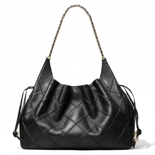TORY BURCH Fleming Кожаная сумка через плечо с ромбовидным узором, большая женская, черная