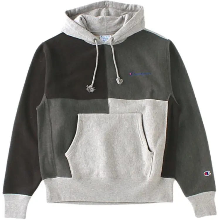 Champion Reverse Weave Embroidery Cursive Patchwork Fleece Lined Pullover Hooded, US Version, Winter Sweatshirt Unisex