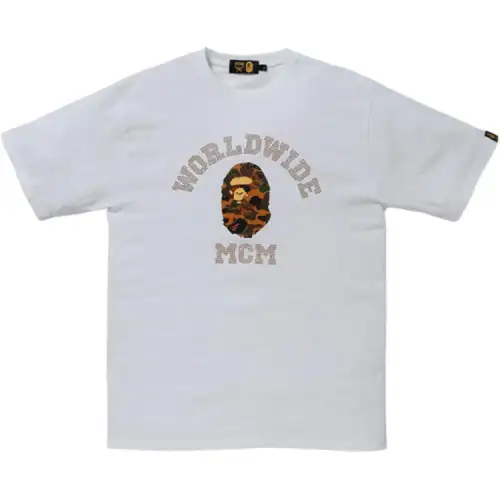 Bape X Mcm Rhinestone College Tee