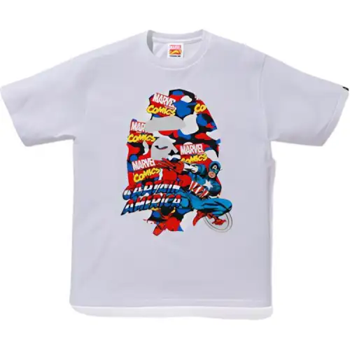 Bape X Marvel Comics Camo Captain America Tee