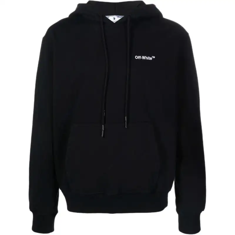 OFF-WHITE logo-embroidered cotton hoodie