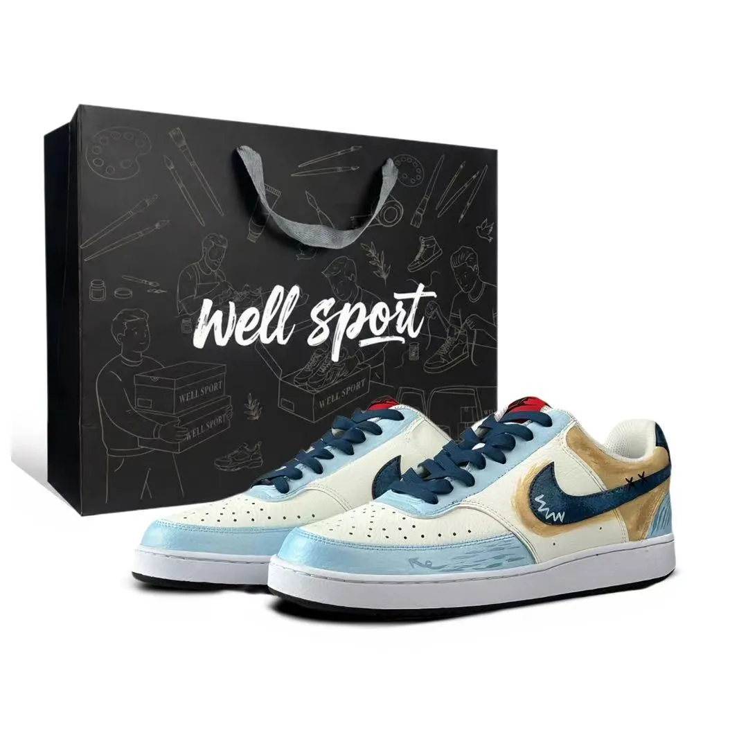 Nike Court Vision 1 Sea Salt Cheese Synthetic Leather Abrasion Resistant Low top Skateboard Shoes Men's