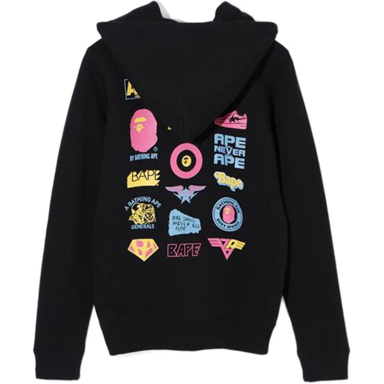 Женское худи A BATHING APE с принтом (черное)