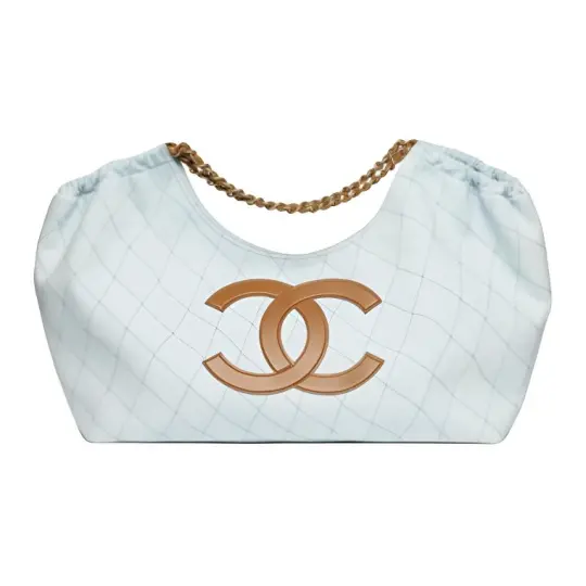 CHANEL Chanel 26M Coco-Beach Beach Series Классическая сумка через плечо с двойным логотипом C и бриллиантовой цепочкой на плечо Маленькая женская светло-голубая сумка