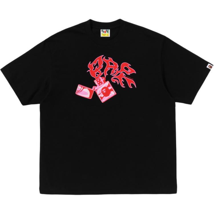 Мужская футболка A BATHING APE с принтом зажигалки (черная)