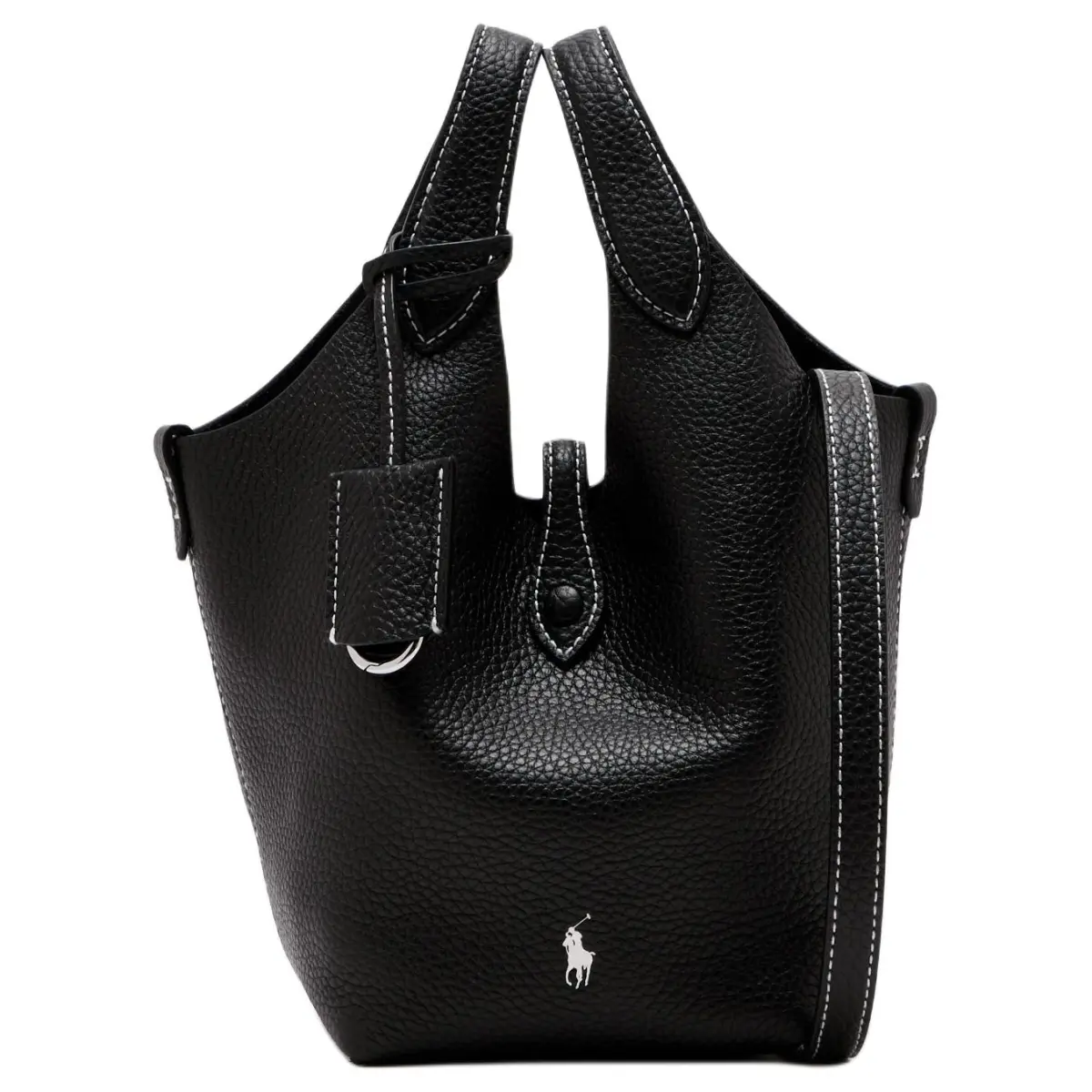 Polo Ralph Lauren Polo Play Grain Calfskin Tote Handbag Small Women's Black