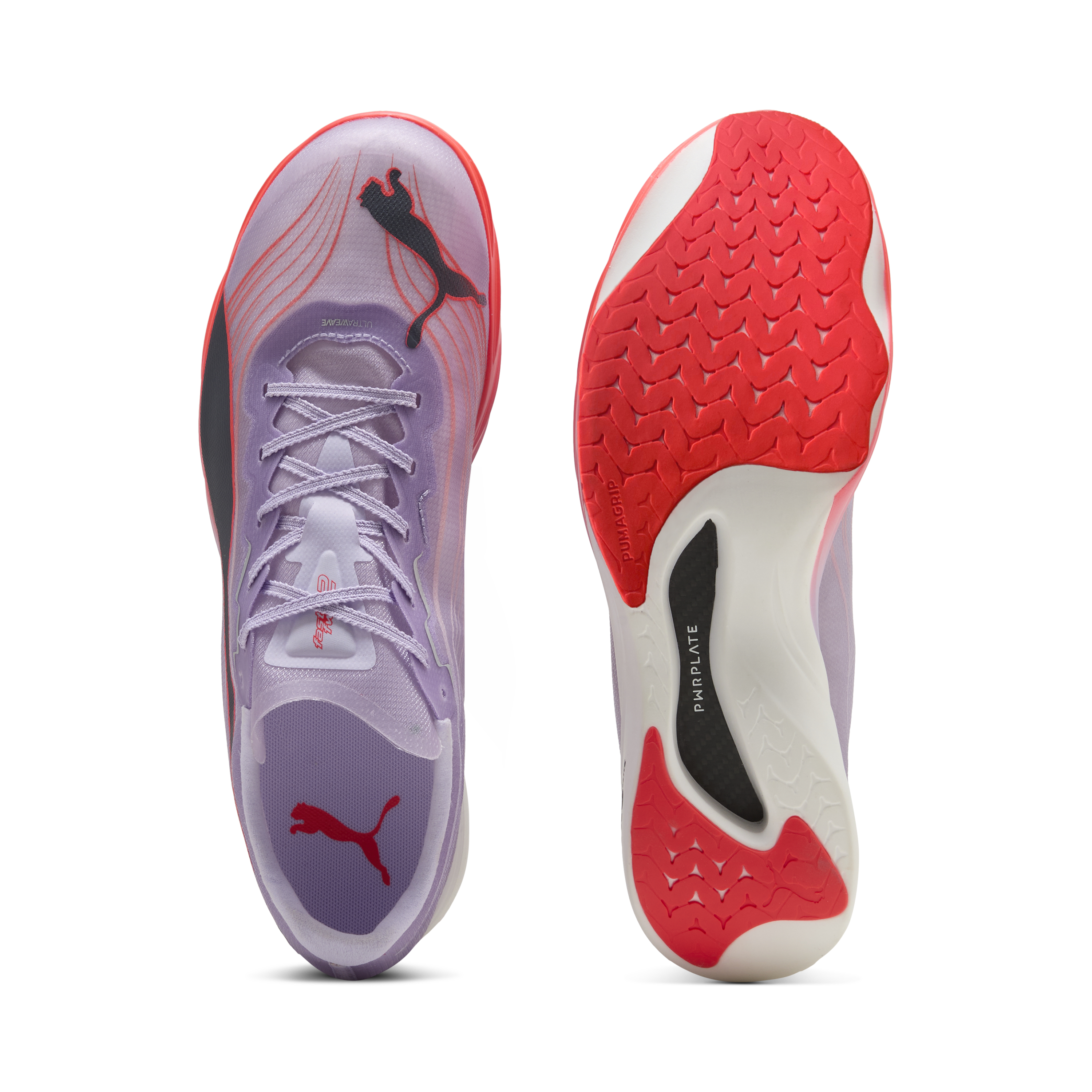Кроссовки PUMA FAST-FWD Nitro Elite 2 (белые) — Светло-фиолетовый / чёрный / красный — фото 3