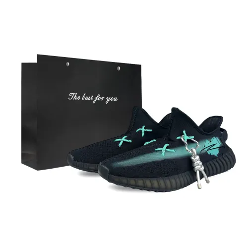 Adidas Originals Yeezy Boost 350 V2 Slip Resistant Abrasion Resistant Low top Casual Shoes Unisex Black Green