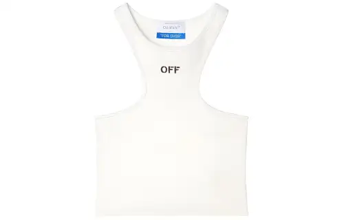 OFF-WHITE Off-Stamp ribbed crop top