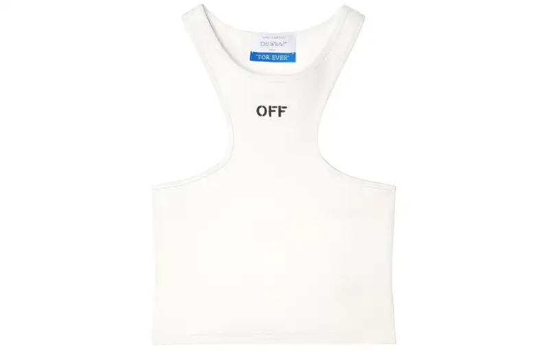 OFF-WHITE Off-Stamp ribbed crop top
