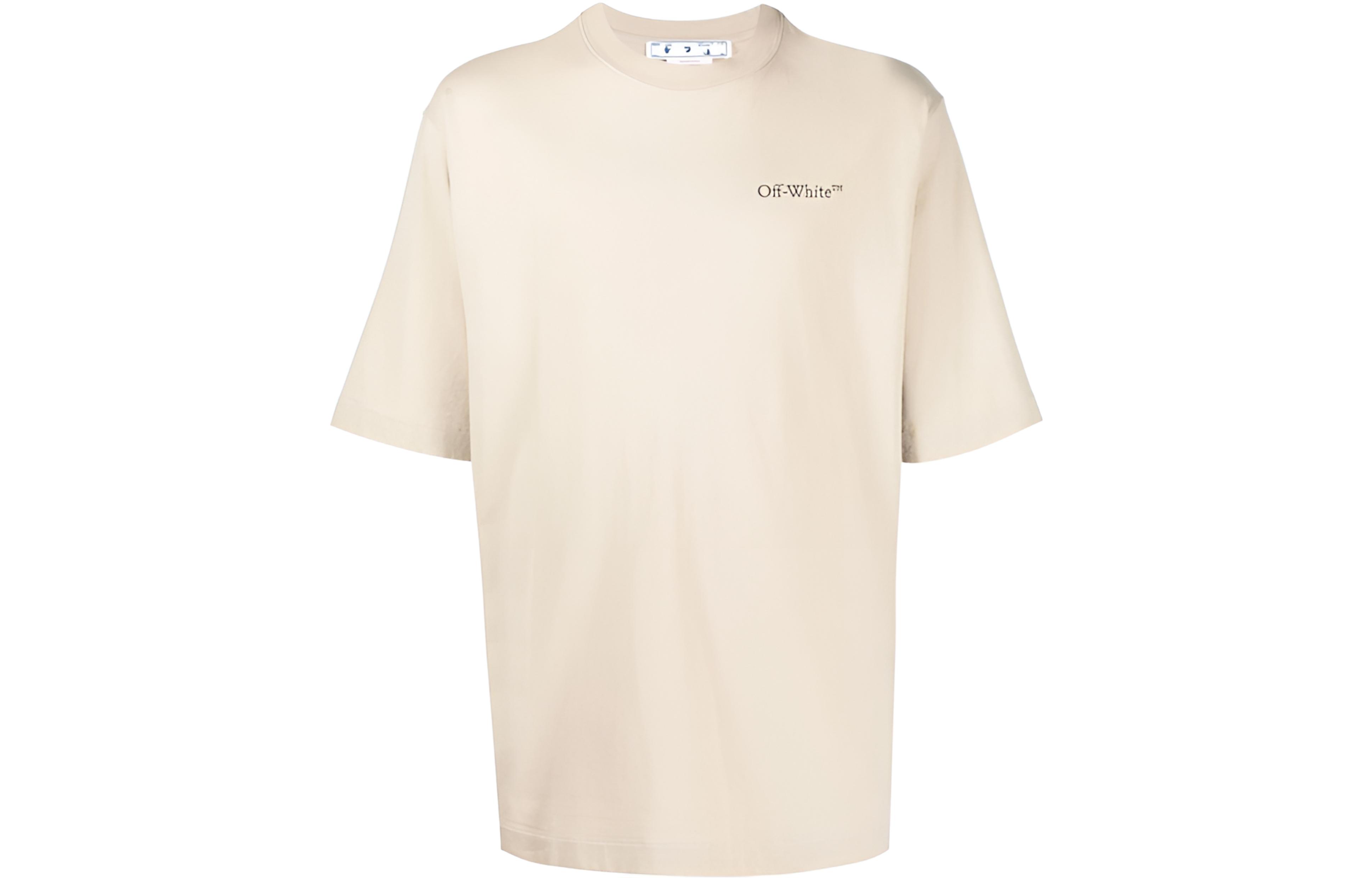 OFF WHITE SS22 T Shirts Men's Khaki Crew Neck Moderate Straight Fit