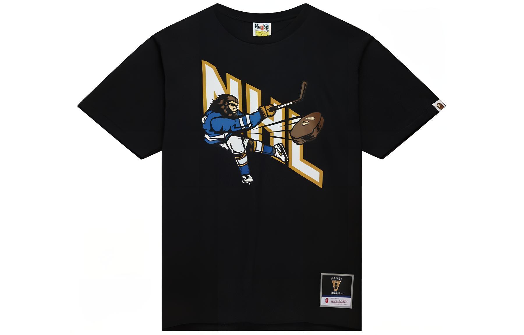 Футболка A BATHING APE × Mitchell & Ness (черная)
