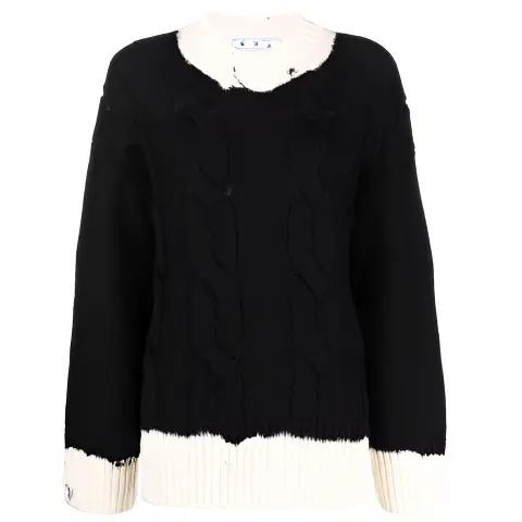 OFF WHITE Dinosaur Series Sweaters Women's Black Crew Neck Moderate Other