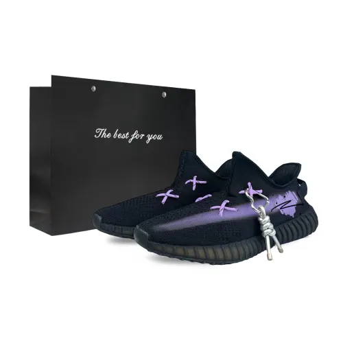 Adidas Originals Yeezy Boost 350 V2 Slip Resistant Abrasion Resistant Low top Casual Shoes Unisex Black Purple