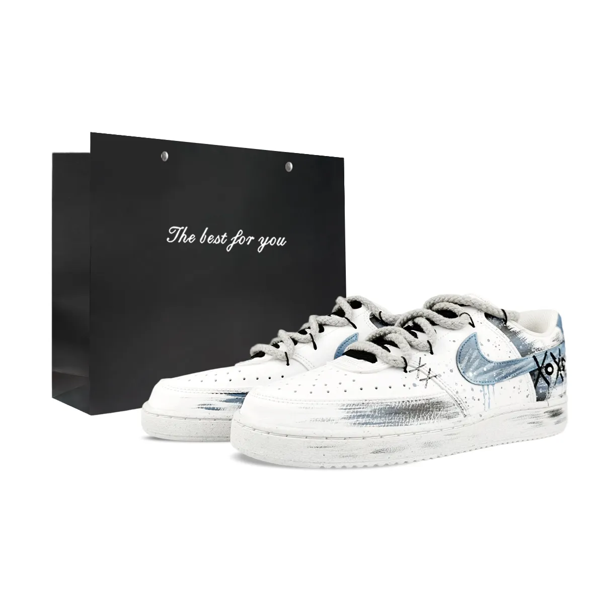 Nike Court Vision 1 BNK Ink Splatter Graffiti Abrasion Resistant Abrasion Resistant Low top Skateboard Shoes Unisex