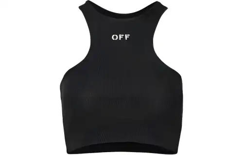 OFF-WHITE Off-Stamp ribbed crop top