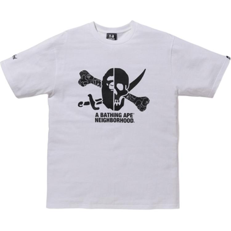 Мужская футболка A BATHING APE A BATHING APE × NEIGHBORHOOD T (белая)