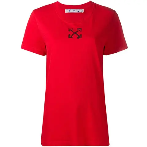 OFF WHITE SS20 T Shirts Women's Red Crew Neck Moderate Straight Fit