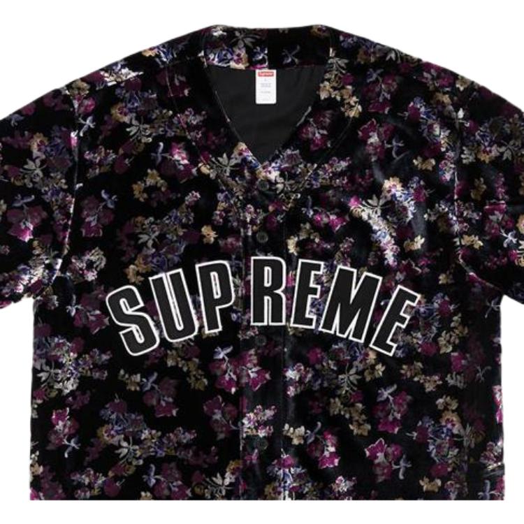 Худи Supreme FW19 Week 1 Floral Velour Baseball Jersey (разноцветный) — фото 4