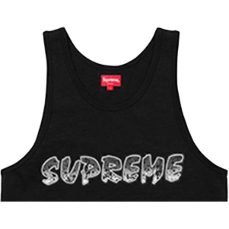 Майка Supreme SS18 Supreme SS18 Splatter Tank Top Black Logo (черная) — фото 3
