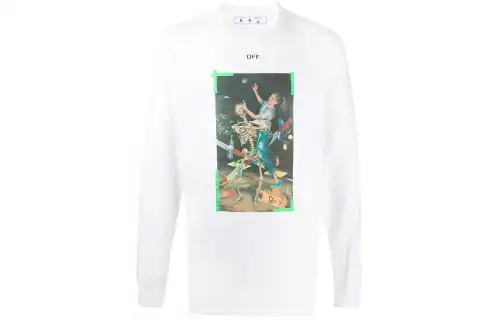 OFF WHITE FW20 T Shirts Men's White Crew Neck Moderate Straight Fit