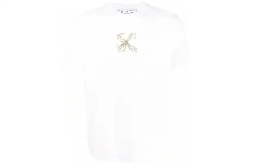 OFF WHITE T Shirts Men's White Crew Neck Moderate Straight Fit
