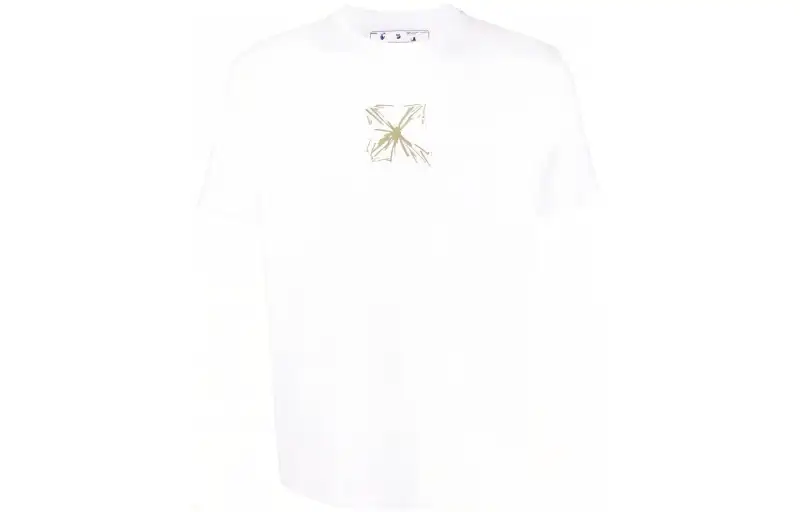 OFF WHITE T Shirts Men's White Crew Neck Moderate Straight Fit