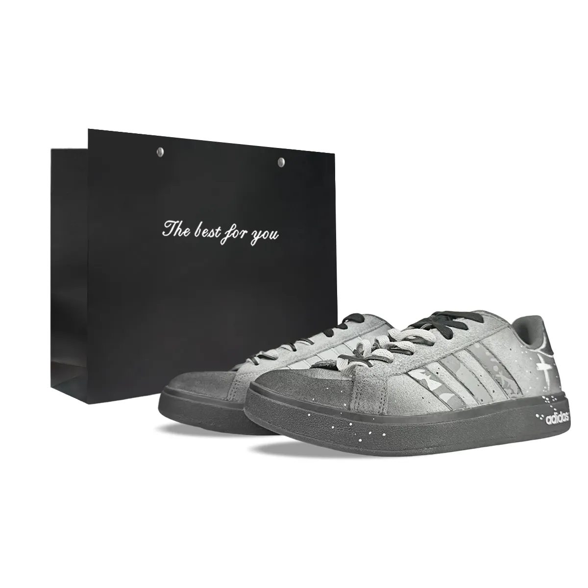 Adidas Grand Court Base 00s BNK Black White World Abrasion Resistant Abrasion Resistant Low top Skateboard Shoes Unisex