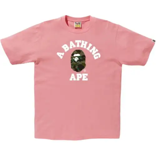 A BATHING APE Head Series T Shirt Unisex Cherry Blossom Pink