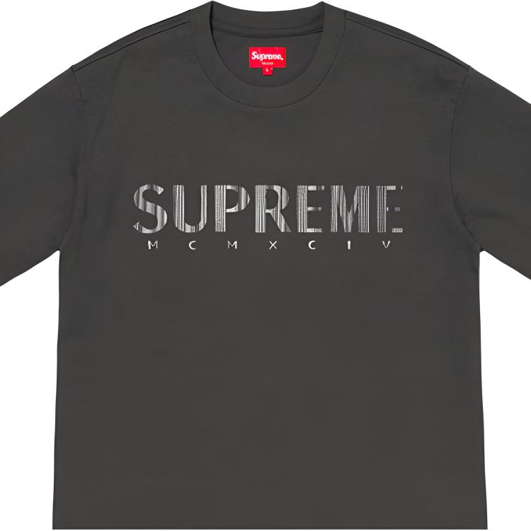 Футболка Supreme SS19 Gradient Logo Tee DustyBlack (серо-черная) — фото 2