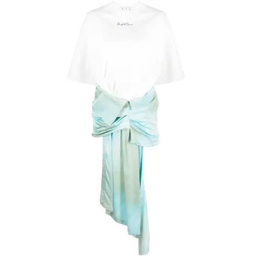 OFF WHITE Short Sleeved Dress Women's White Blue