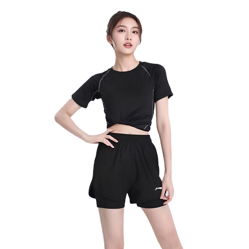 Li Ning Sports Shorts Women’s Classic Black Women’s Fit Thin Mock Two Piece