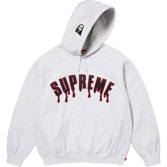 Supreme × Ghostface совместная модель SS26 WEEK10 Толстовка с капюшоном Arc с вышитой буквой и логотипом Повседневная толстовка с капюшоном, одинаковый стиль для мужчин и женщин