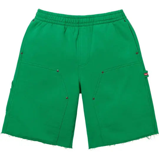 Supreme SS26 WEEK10 Double Knee Painter Sweatshort, удобные шорты-карго с эластичной резинкой на талии и ретро-строчкой для мужчин и женщин.